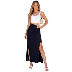 A. Byer | Black Maxi Skirt with Side Slits
